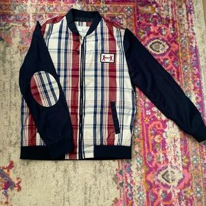Moncler Plaid Bomber Zip Up Jacket Red And Blue XXL Fits Like A Large